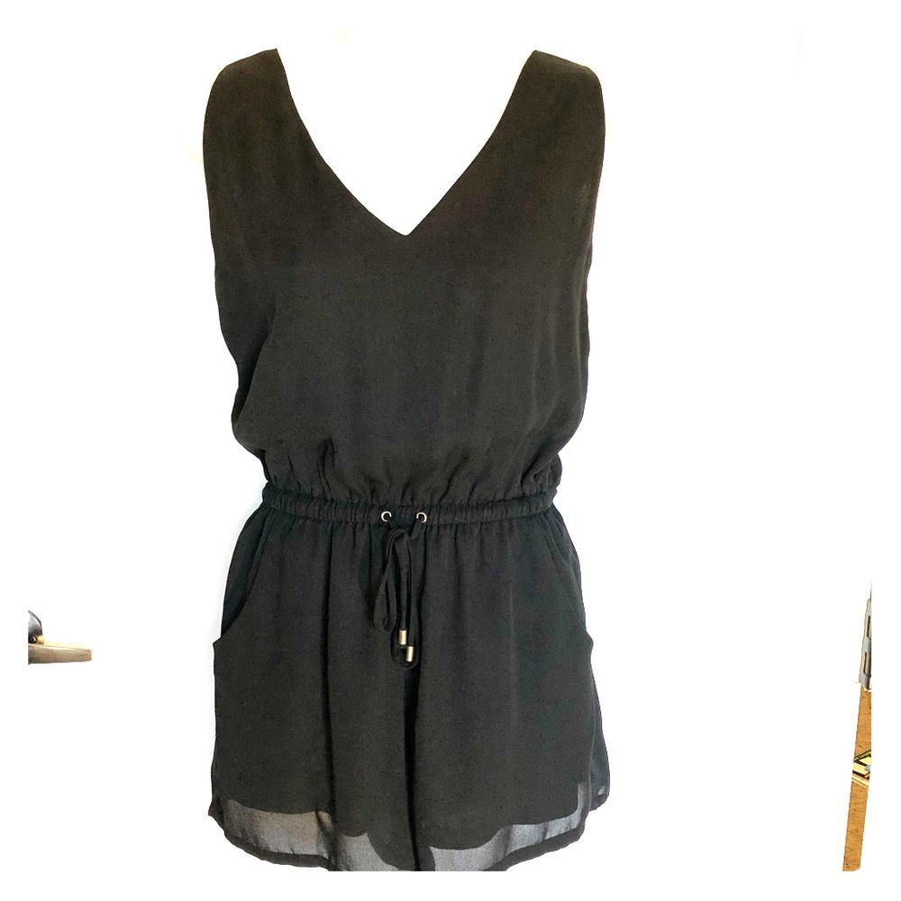 Black Romper Shorts Size Small Faux Lace Back